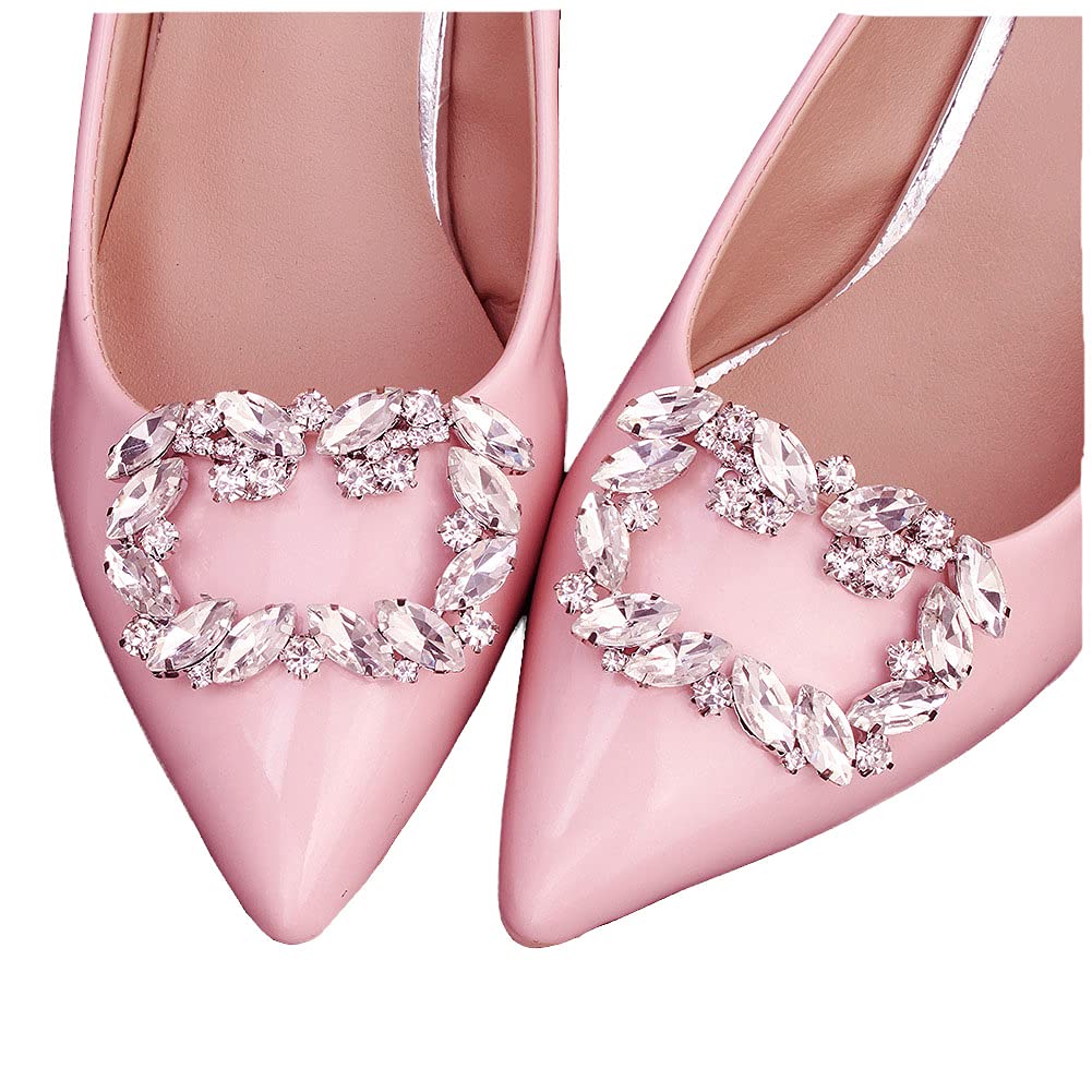 Silver Shoe Clip Shoes Jewelry Decoration Crystal Shoe Buckle for Wedding  party 